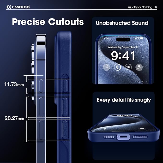 CASEKOO Designed for iPhone 15 Pro Max Case with Magnetic Invisible Stand [Military Drop Protection] [Compatible with MagSafe] Shockproof Slim Translucent Matte Promax Case 6.7 Inch, Blue