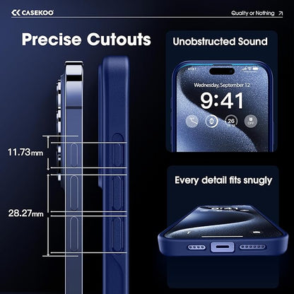 CASEKOO Designed for iPhone 15 Pro Max Case with Magnetic Invisible Stand [Military Drop Protection] [Compatible with MagSafe] Shockproof Slim Translucent Matte Promax Case 6.7 Inch, Blue