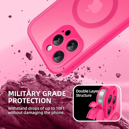 BERFY Magnetic for iPhone 14 Pro Max Case,Compatible with MagSafe,Built-in Privacy Screen Protector and Upgraded Camera Protection,Anti-Spy Full Body Shockproof Phone Case for 14 Pro Max 6.7",Hot Pink