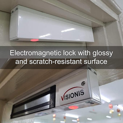 Visionis VS-VISML600LED-WH Indoor 600lbs White Electromagnetic Lock with LED Sensor for Door Access Control