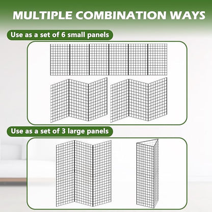Koretech Grid Wall Panels 3 Pcs, Commercial Grade Gridwall Panels, Metal Grid Wall Panel Display Stand, You Can DIY 6 Pack 2'x3' or 3 Pack 2'x6' (Black)