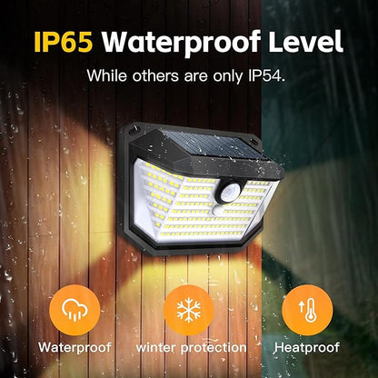FAXBOX Solar Lights Outdoor Motion Sensor, 178 LED 300LM Waterproof IP65, Wall Mounted Security Light with 3 Modes, 270° Wide AngleWide Angle, Solar Powered for Garden, Yard, Patio, Front Door(4Pack)
