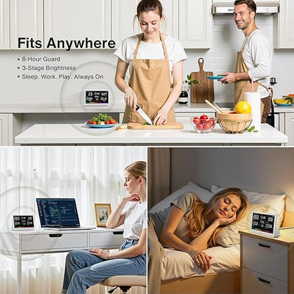 bonoch Upgrade Extended 12-Hour Battery Life 16 in 1 Air Quality Monitor Indoor with 7" Display, Professional Air Quality Meter for CO2, TVOC, PM2.5, PM1.0, PM10, HCHO, Temperature Humidity AQI & Time