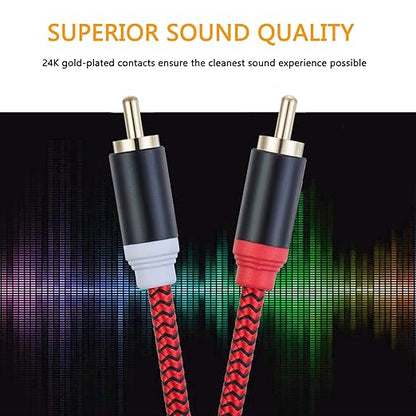 RCA Cable 3Ft,2Rca Male to 2-Rca Male Audio Stereo Subwoofer Cable [Hi-Fi Sound] Nylon-Braided Auxiliary Audio Cord for Home Theater, HDTV, Amplifiers, Hi-Fi Systems,Speakers and etc(3Ft/1M)