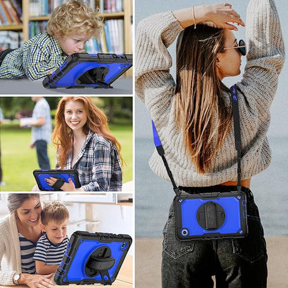 HXCASEAC Case for Samsung Galaxy Tab A7 Lite, Protective with Screen Protector/Hand Strap/Pen Holder, Sturdy A7 Lite Tablet Case, SM-T220 SM-T225 SM-T227, Blue