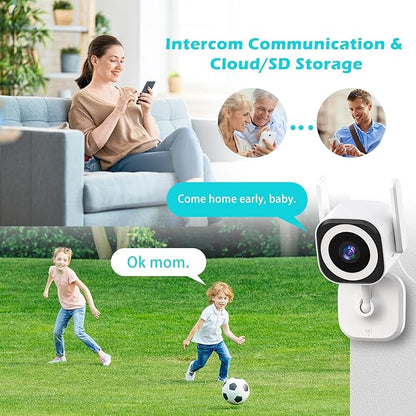 GUOANVISION Dual-Antenna Stable 5G WiFi Camera for Home Security,3X Zoom 2K Outdoor Indoor Security Camera,Baby/Pet Monitor wih Color Night Vision,Motion Detection,2-Way Talk,Siren,IP66, SD Card/Cloud