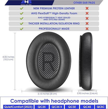 Replacement QC Ear Pad and Headband Pad Kit Cushion. Compatible with Bose QuietComfort (2023) QC45 QC35 QC35 II QCSC QCSE Wireless Noise Cancelling Headphones (Black)