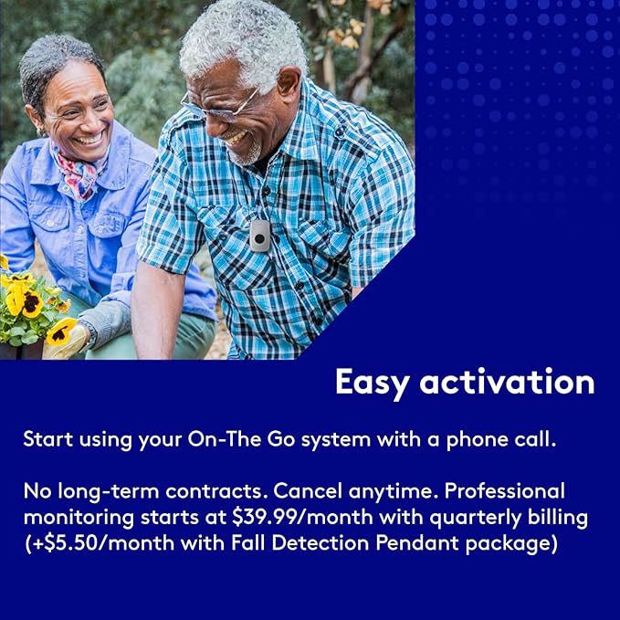 ADT - On-The-Go Mobile Medical Alert System for Seniors - GPS Capabilities, Included Waterproof Wearable Panic Button, 24/7 U.S. Based Monitoring (Black Wristband)