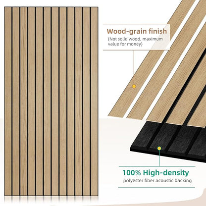 AUTORIFIC Wood Veneer Sound Panels, 10 Pack 47.2”x23.6” Wall Panels, Decorative Acoustic Panels for Walls, for Office,Home Theater,Studio,Living Room, Teak(Mitred)
