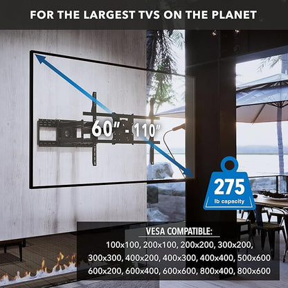 Mount-It! The Beast Outdoor TV Wall Mount, Weatherproof 275 lb Capacity Heavy Duty TV Wall Mount with Long Extension Arms