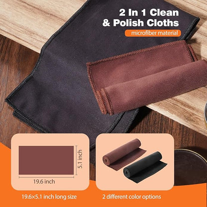 TOPUS Valentines Day Gifts Shoes Polish Kit, 3 Pieces Horsehair Brushes in 6.7in Handle, 1.4oz Black Brown Shoe Polisher