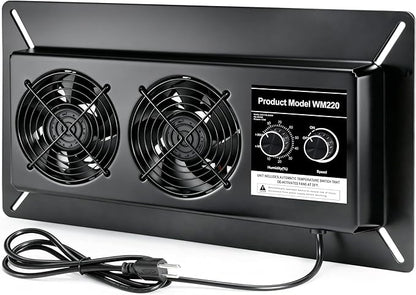 WARMOASIS 220 CFM Crawl Space Vent Fan with Dehumidistat & Thermostat, Dual Knobs for Speed & Humidity Control, 3000 RPM, Reduces Indoor Radon, Humidity & Odors, High-Efficiency Ventilation