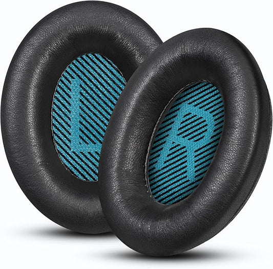 Headphones Replacement Ear Pads, Sheepskin Ear Cushions for Bose AE2/QuietComfort 15/QC25 Improved Durability, Ear Pads Cushions with High-Density Foam, Thickness and Sound Isolation -Black