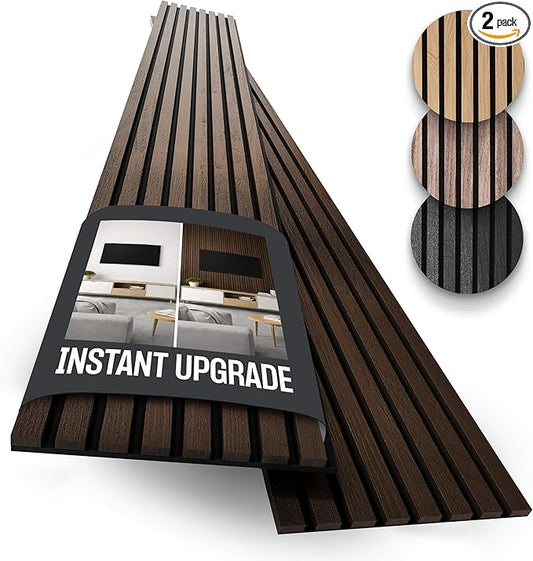2-Pack Acoustic Wood Slat Panels - Soundproof Wall Paneling for Interior Decor