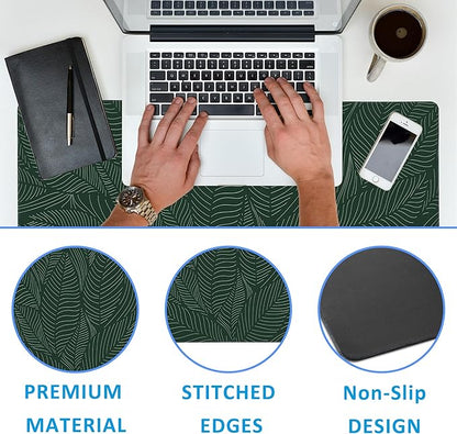 EOBKLAX Golden Tropical Leaf Large Gaming Mouse Pad,Waterproof Desk Mat for Desktop,Non-Slip Rubber Base Mousepad with Stitched Edges for Laptop Office and Home 35.4X15.7 Inch