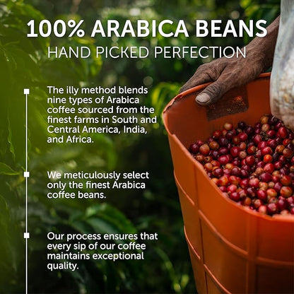 illy Whole Bean Coffee, Classico Medium & Decaffeinated Roasts, 100% Arabica, Premium Italian Coffee, Ideal for Espresso, Drip, Moka and French Press Brewing, 8.8oz, 6 Variety Pack