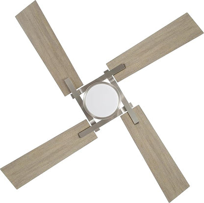 WINGBO 72 Inch Ceiling Fan with Light and Remote, 4 Plywood Blades, 6-Speed Reversible DC Motor, Dimmable, 3CCT, Farmhouse Ceiling Fan for Bedroom Living Room Kitchen, Brushed Nickel and Gray