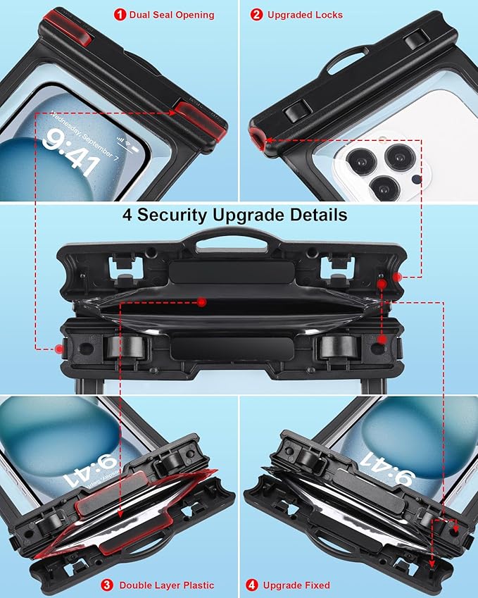 2025 3-Pack Waterproof Phone Pouch, Cruise Ship Essentials Must Haves Dry Bag for Vacation Beach Travel Kayak Boat Accessories, Water Proof Phone Case for iPhone 16 15 14 13 12 Plus Pro Max