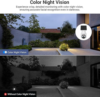 GlowPop 1080p Security Camera Wireless with Solar Panel, 2.4G WiFi Only, AI Human Detection, 2-Way Audio, Color Night Vision, Indoor/Outdoor Surveillance Bullet Cam, Cloud Storage (Sold Separately)