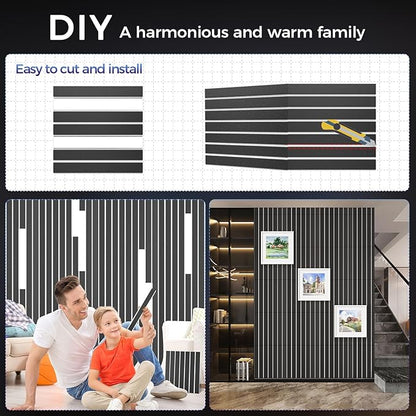 BSHEAD 6 Pack 2-Layer Fold Soundproof Wall Panels, 24 x 12 x 0.43 in Large Sound Proof Foam Panels for Walls, 0.9lb/ft³ High Density, 3D Acoustic Panels,Artistic Noise Dampening Panels Black&White
