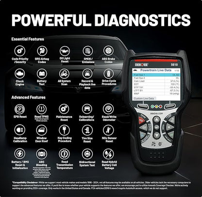 Innova 5610 OBD2 Bidirectional Scan Tool - Understand Your Vehicle, Pinpoint What's Wrong, and Complete Your Repairs with Less Headache, Updates Included, US-Based Technical Support