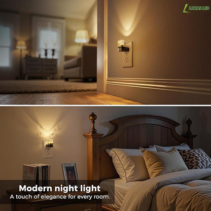L LOHAS LED Night Light, 2 Pack Night Lights Plug into Wall, 3000K Soft Light LED NightLights, Built in Dusk to Dawn Sensor Bubble Wall Light for Hallway, Bathroom, Rooms