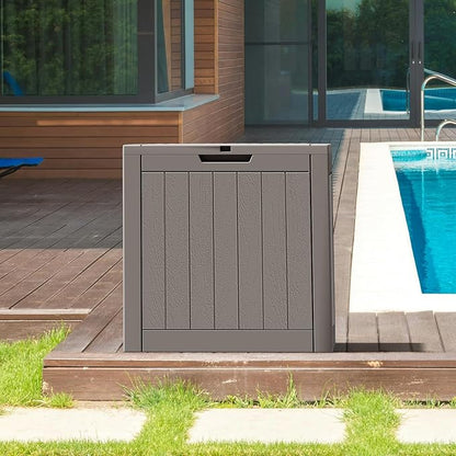 NUNU LAB 35 Gallon Outdoor Storage Box Waterproof, Outside Package Delivery Deck Boxes with Lockable Lid, Backyard Storage Bin For Garden Tools, Patio Cushions Accessories, Gray