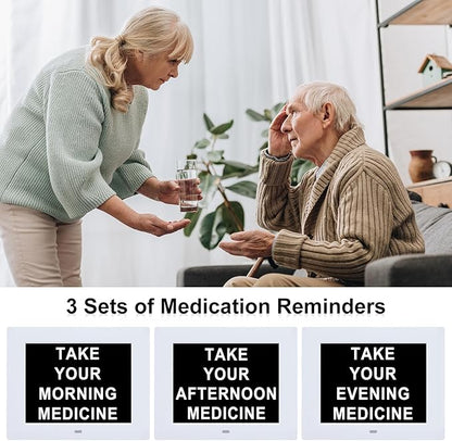 Digital Dementia Alarm Clock 8 inch Large Display, Electronic Calendar Clock with Day and Date for Elderly,3 Time Period Oversized Character Drug Reminders Clock for Dementia Elderly Patients