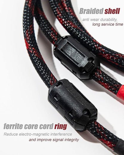 JORZOR RCA Cable, 2RCA Male to 2RCA Male Stereo Audio Cables 【Hi-Fi Sound】 Braided RCA Stereo Cable for Home Theater, HDTV, Amplifiers, Hi-Fi Systems, Car Audio, Speakers (2M(6.6FT))