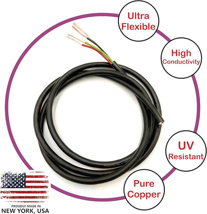NATIONAL Wire & Cable – 16 AWG 4-Conductor Premium Copper Wire, 50 ft, Stranded | Made in USA, Heavy-Duty Flexible Jacket | LED, Lights, DIY Projects, Low Voltage Wiring, Indoor and Outdoor Use