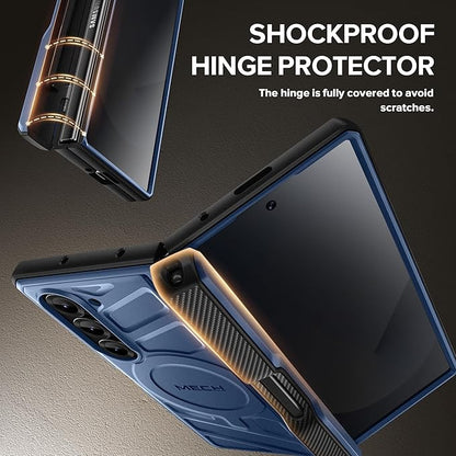 TONGATE for Samsung Galaxy Z Fold 6 Case with Privacy Screen Protector, [Compatible with MagSafe][Anti Spy] Shockproof Z6 Phone Case, Built-in Kickstand & Belt Clip & S Pen Holder for Z Fold 6, Blue