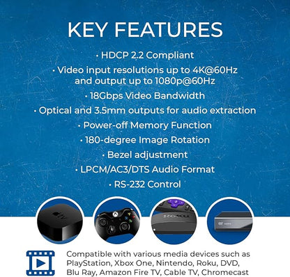 OREI 4K Video Wall Controller for Multi-Screen Display with HDMI and USB-C Inputs, 4K@60Hz Input and 1080p Output, 180° Rotation, RS-232 Control and Optical Audio Output