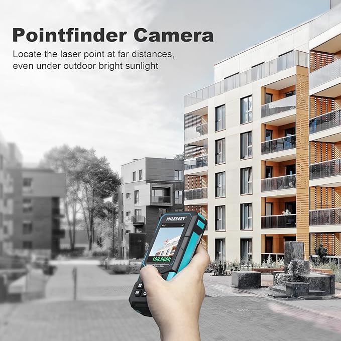 Laser Measure, MiLESEEY 330Ft Laser Distance Meter, Rechargeable Multifunctional Laser Measurement Tool with Pointfinder Camera,P2P Technology, Perfect for Outdoor Long-Range Measuring