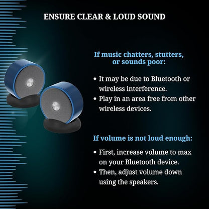 Long Run Technologies Paired Bluetooth Speakers - Surround Sound Stereo Pairing Linkable for Home TV Car