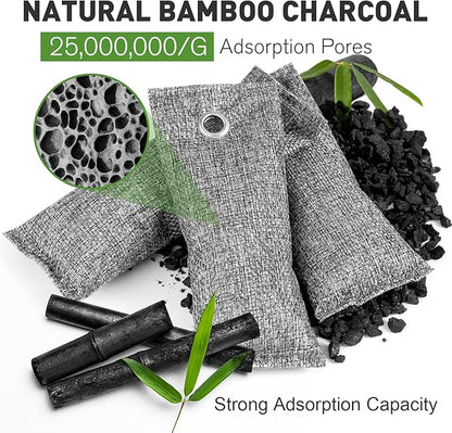 TUXIYA 8Pack Activated Charcoal Odor Absorber, Odor Eliminator for Strong 0dor,Shoe Deodorizer,Bamboo Charcoal Air Purifying For in Car,Closet,Shoe, Basement(50g/1.77oz Each)