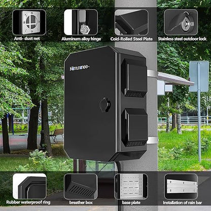 Outdoor Electrical Box, Cold-Rolled Steel Plate, Aluminum Alloy Back Beam, One-Piece Ventilation Design, IP65 Waterproof, Wall/Pole Mounted (15.7" x 12" x 8")