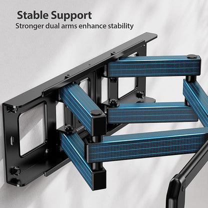 Pipishell Full-Motion TV Wall Mount for Most 37–84 Inch TVs up to 100 lbs, Wall Mount TV Bracket with Dual Articulating Arms, Extension, Swivel, Tilt, Fits 16" Wood Studs, 600 x 400mm Max VESA, PILF8