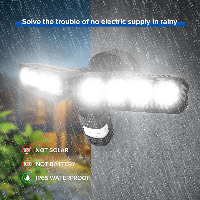 SANSI 36W 3600LM LED Motion Sensor Outdoor Light, 50,000 Hrs Lifespan Security Light, 350W Equiv 5000K Dusk to Dawn IP65 Flood Light, Super Bright for Backyard, Black, Bright Series, not Solar