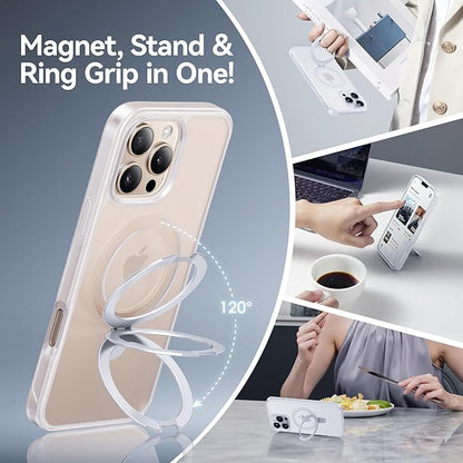 CASEKOO Designed for iPhone 16 Pro Max Case with Magnetic Invisible Stand [Military Drop Protection] [Compatible with MagSafe] Shockproof Slim Translucent Matte Promax Case 6.9 Inch，Translucent White