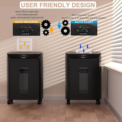 Paper Shredder, 16-Sheet Cross Cut with 4.76-Gallon Pull Out Basket, P-4 Security Level, 3-Mode Design Shred Paper and CD/Credit Card, Durable&Fast with Jam Proof System Shredder for Office