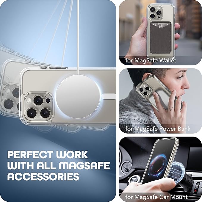 Magnetic for iPhone 15 Pro Max Case, Compatible with MagSafe, Built-in Privacy Screen Protector and Camera Protection, Anti Spy Full Body Dustproof Shockproof Hard Phone Case 6.7", Clear