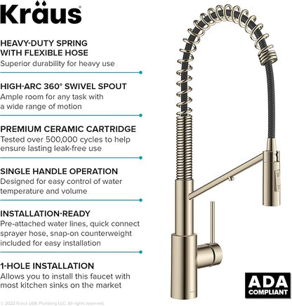 KRAUS Oletto 2-in-1 Commercial Style Pull-Down Single Handle Water Filter Kitchen Faucet for Reverse Osmosis or Water Filtration System in Spot-Free Antique Champagne Bronze, KFF-2631SFACB