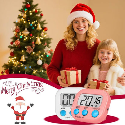 ZILLEEN Classroom Timer for Kids Teachers 2 Pack Digital Timers, White & Pink