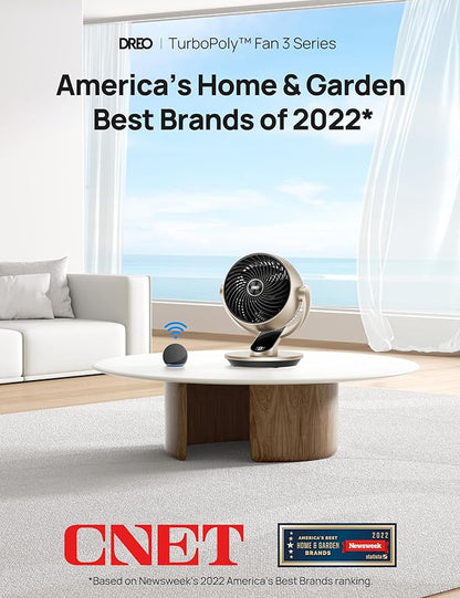 Dreo Smart Desk Fan for Bedroom, 13" Powerful 70 ft Whole Room Air Circulator Fan, 120°+90° Oscillating Fans with Voice Control, 4 Speeds, 5 Modes, 12H Timer Portable Table Fan for Office, Home