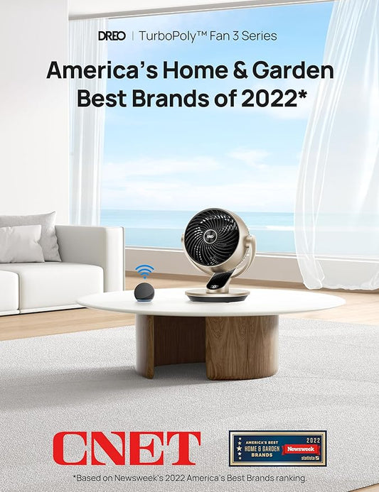 Dreo Smart Desk Fan for Bedroom, 13" Powerful 70 ft Whole Room Air Circulator Fan, 120°+90° Oscillating Fans with Voice Control, 4 Speeds, 5 Modes, 12H Timer Portable Table Fan for Office, Home