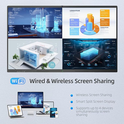 QIXZOCV 55" Smart Board, Interactive Whiteboard, 4K Electronic Board, UHD Touchscreen, Android 13, 8+128G, All in One Smartboard for Classroom Office Home (Wall Mount Included)
