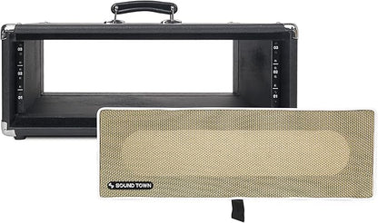 Sound Town Vintage 3U Amp Rack Case, 12.5" Depth with Rubber Feet, Dust Cover, Kickstand, Black (STVRC-3BK)