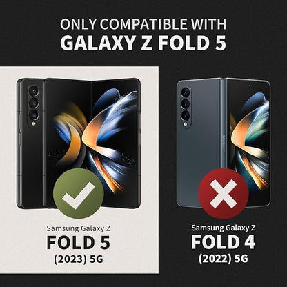 TONGATE for Z Fold 5 Case with Ring Stand, Built-in S Pen Holder & Glass Screen Protector Shockproof Rugged Z5 Phone Case with Slide Camera Cover & Belt Clip for Samsung Galaxy Z Fold 5 2023, Gray