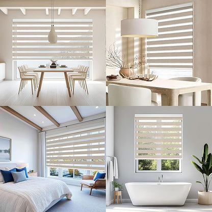 COOLWINDS Motorized Zebra Blinds for Windows Cordless Electric Curtains with Remote Control Blackout Shades Custom Smart Blinds Compatible with Alexa Google Home(Roomdarking Caramel,W29 X 72in)
