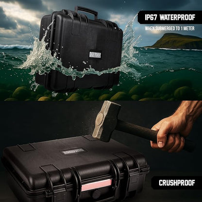 All Weather Hard Case 18 x 14 x 6” - TSA Approved Hard Shell Travel Case with Customizable Foam for Cameras, Lenses, Laptops, Electronics, Guns, Pistols and Other Gear